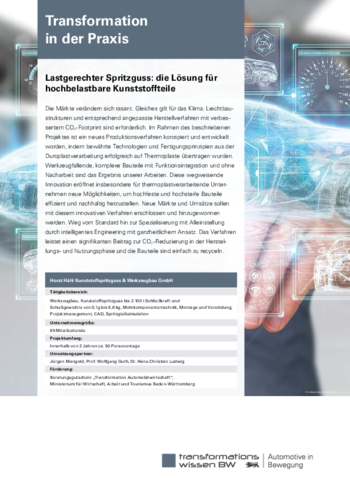 Transformation in der Praxis: Lastgerechter Spritzguss: die Lösung für hochbelastbare Kunststoffteile