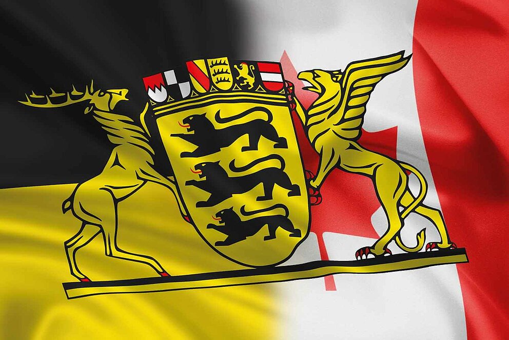 Eine Collage der Flaggen von Baden-Württemberg und Kanada. 