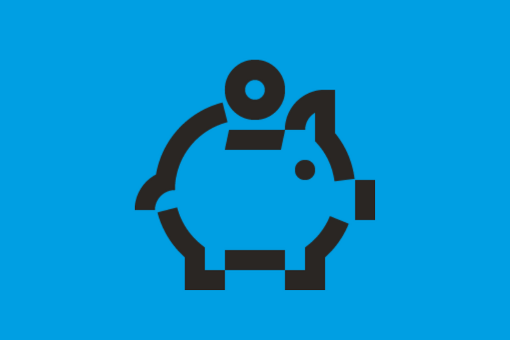 Symbol eines Sparschweins auf blauem Hintergrund. Bei Klick darauf gelangt man zu den Förderinformationen.