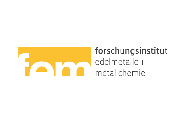 Ein Logo mit der Aufschrift fem Forschungsinstitut Edelmetalle + Metallchemie
