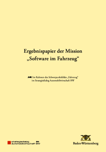 Ergebnispapier der Mission &quot;Software im Fahrzeug&quot;